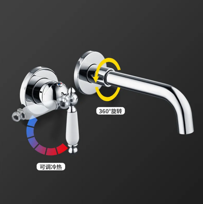 Retro Style Vintage Wall Mount Single Handle Chrome Bathroom Sink Faucet