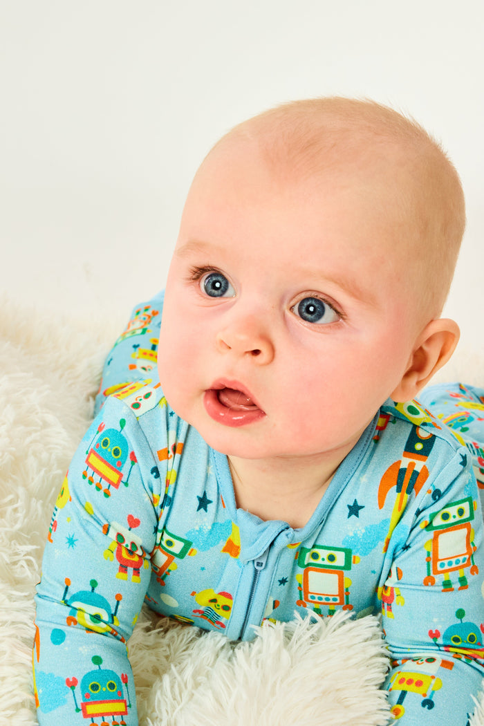 Robots Infant Zipper Footie Pajamas