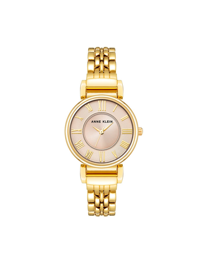 Anne Klein Gold-tone/Blush Roman Numeral Dial Watch