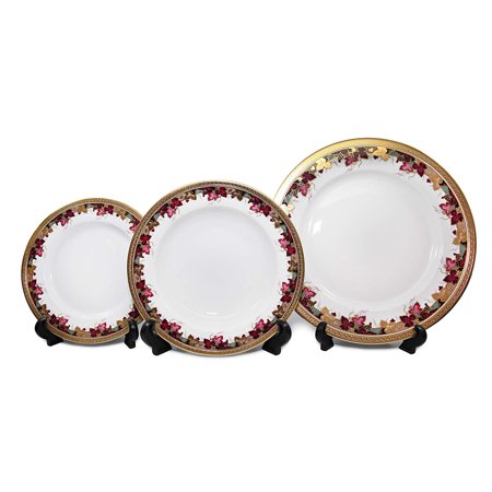 Royalty Porcelain Floral 'Vineyard' 5pc Place Setting for 1, 24K Gold-Plated - EK CHIC HOME
