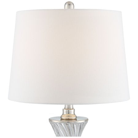 Set of 2 with USB Charging Port Chrome and Glass Drum Shade - EK CHIC HOME
