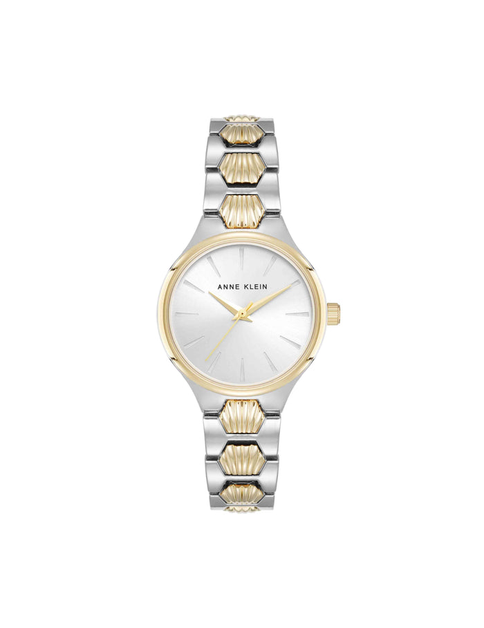 Anne Klein Two-Tone Shell Pattern Link Bracelet Watch