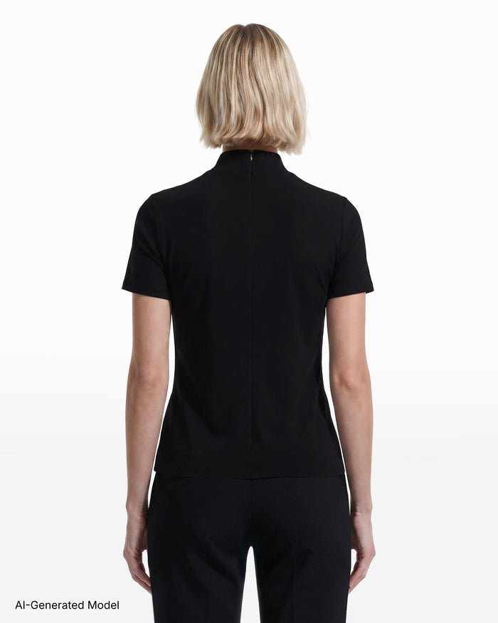 Anne Klein Short Sleeve Mock Neck Knit Top