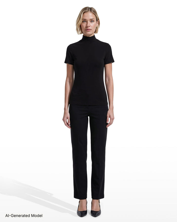 Anne Klein Short Sleeve Mock Neck Knit Top