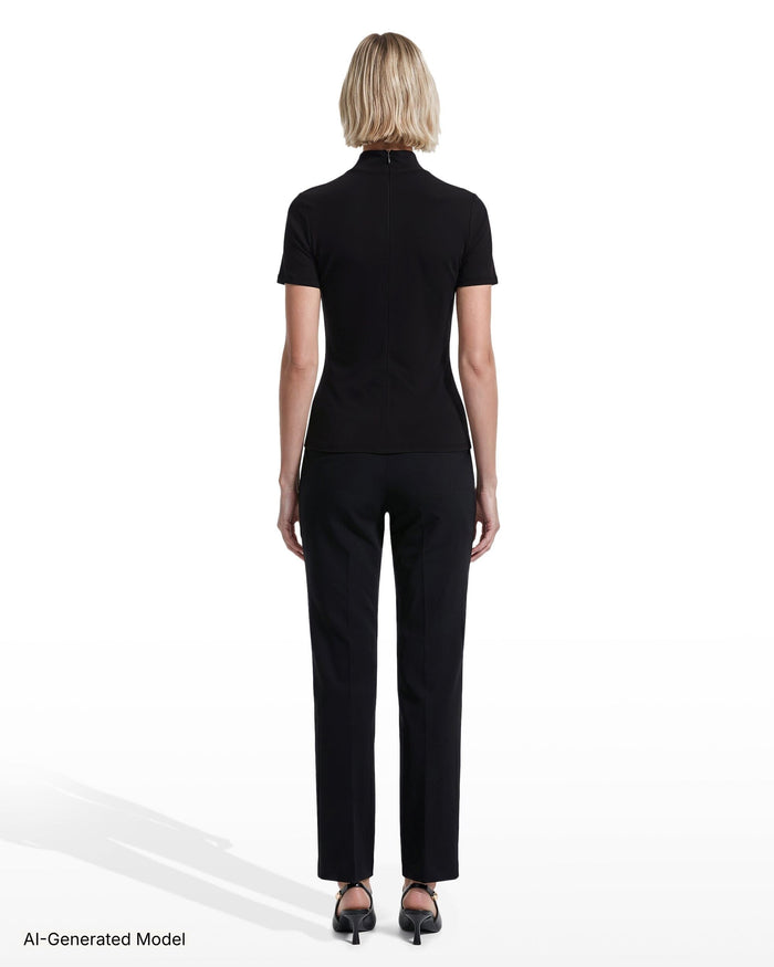 Anne Klein Short Sleeve Mock Neck Knit Top