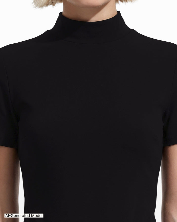 Anne Klein Short Sleeve Mock Neck Knit Top