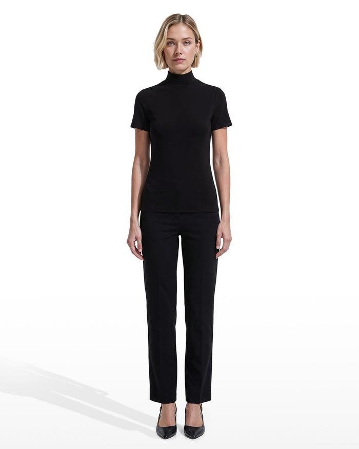 Anne Klein Short Sleeve Mock Neck Knit Top