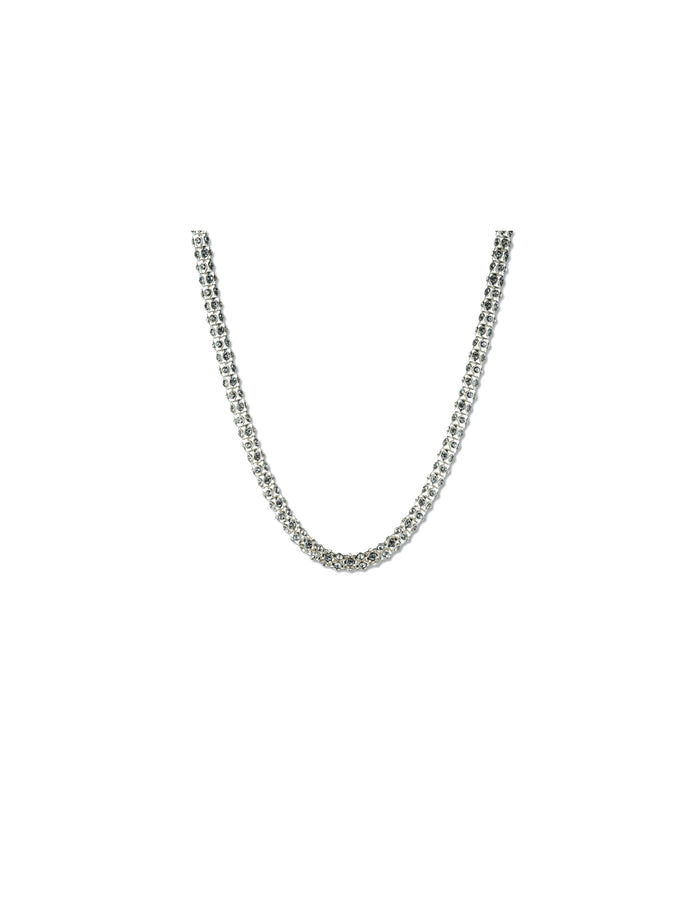 Anne Klein Silver-Tone Silver-Tone Necklace With Pave Crystals