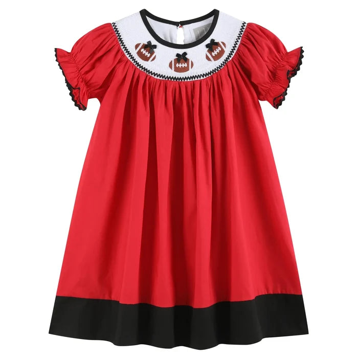 Smocked Red & Black Football Dress