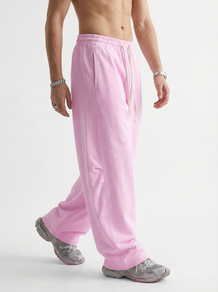 320GSM Heavyweight Cotton Slub Snow Wash Curved Leg Pants Vintage Peach Pink