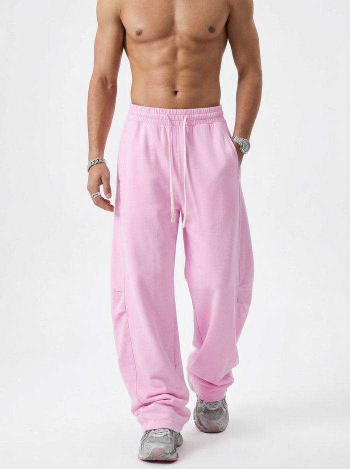 320GSM Heavyweight Cotton Slub Snow Wash Curved Leg Pants Vintage Peach Pink