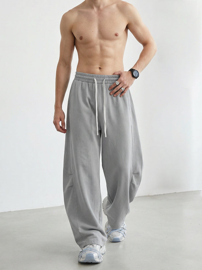 320GSM Heavyweight Cotton Slub Snow Wash Curved Leg Pants Vintage Heather Gray