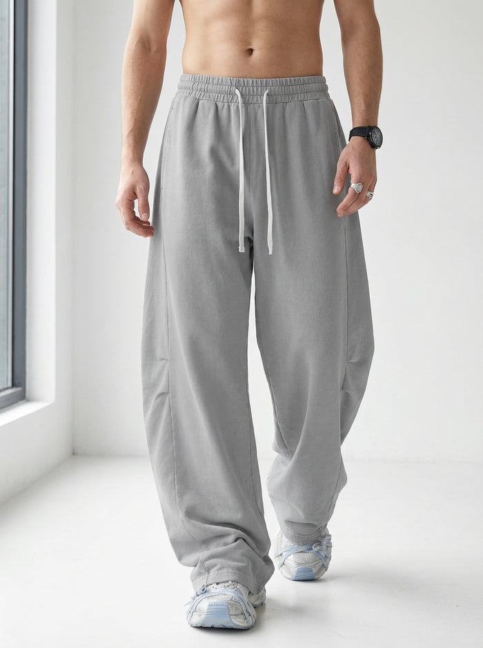 320GSM Heavyweight Cotton Slub Snow Wash Curved Leg Pants Vintage Heather Gray