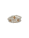Anne Klein Gold Tone Stretch Set Pearls With Knots Bracelet