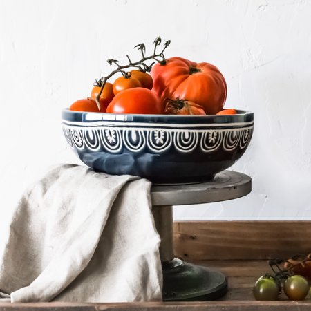 Teal Medallion Serve Bowl - EK CHIC HOME