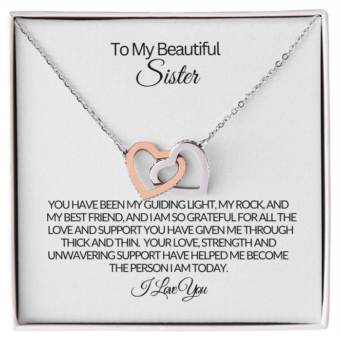 To My Beautiful Sister - My Rock - Interlocking Hearts Necklace💕