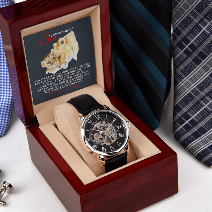 To My WONDERFUL- SON- Men's Openwork Watch