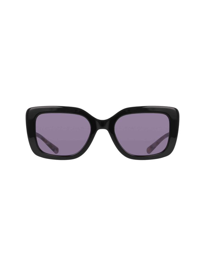 Anne Klein Black Trendy Oversized Square Sunglasses