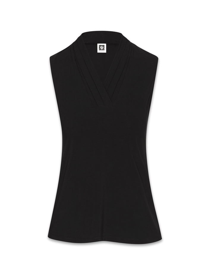 Anne Klein V-Neck Triple Pleat Top