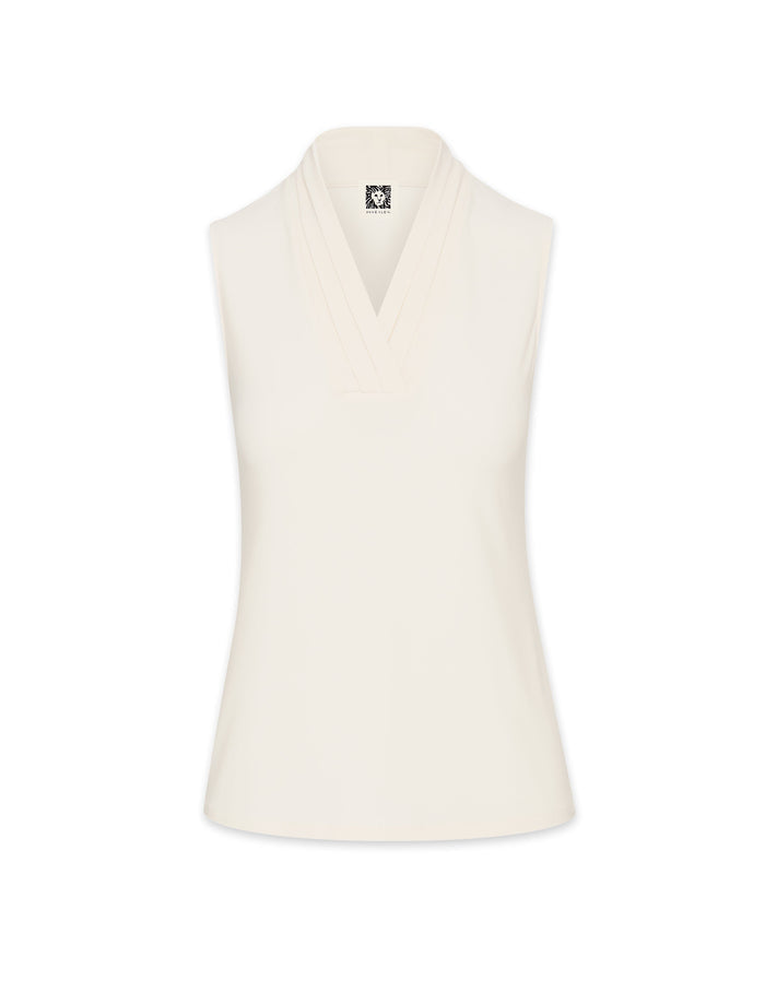 Anne Klein V-Neck Triple Pleat Top