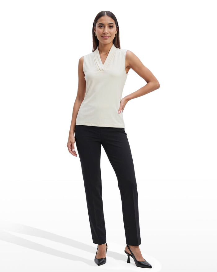 Anne Klein V-Neck Triple Pleat Top