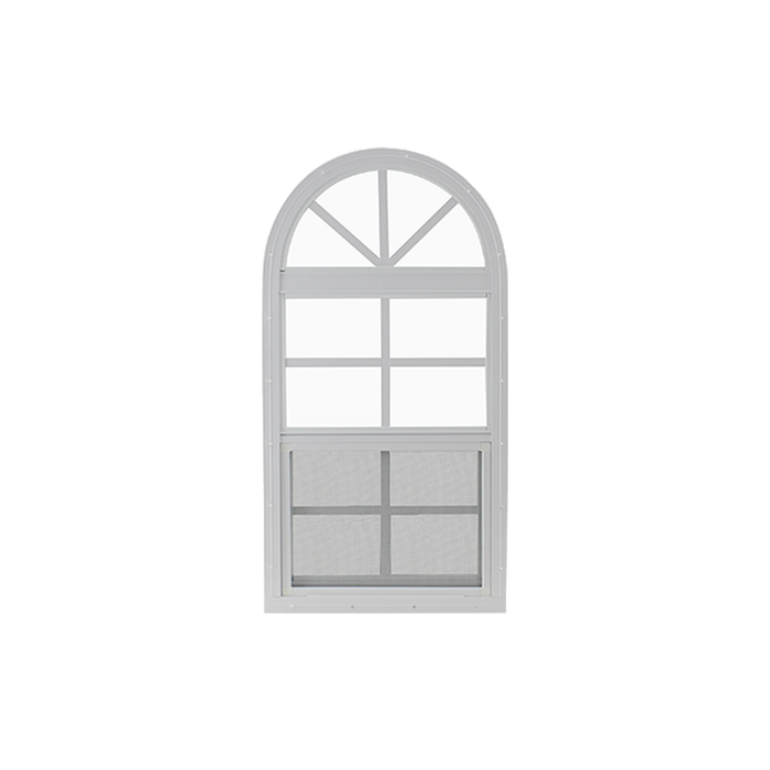 Vertical Slider 14" x 28" One Piece Arched Window with Tempered Glass White Flush
