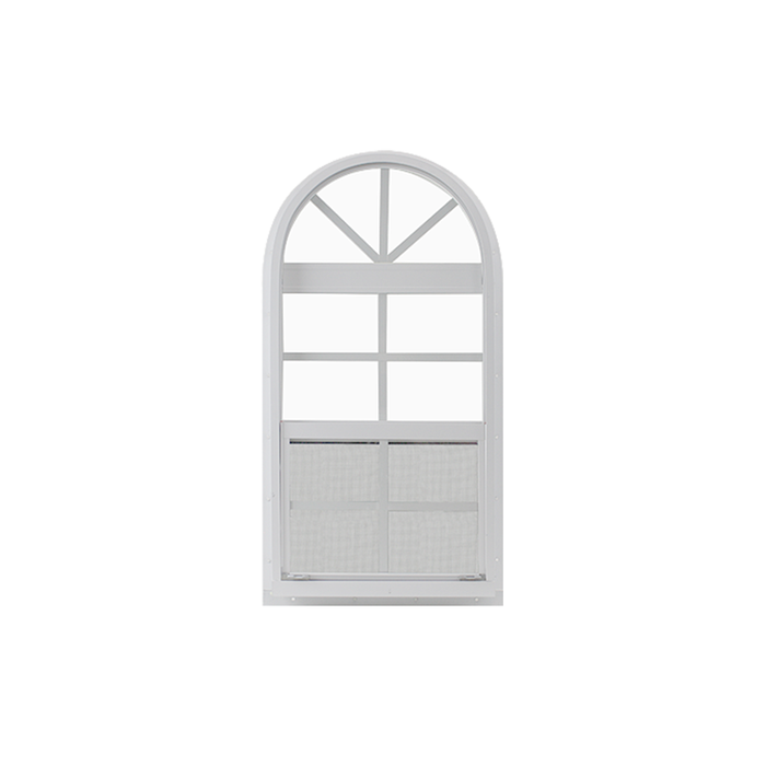 Vertical Slider 14" x 28" One Piece Arched Window with Tempered Glass White Flush Back