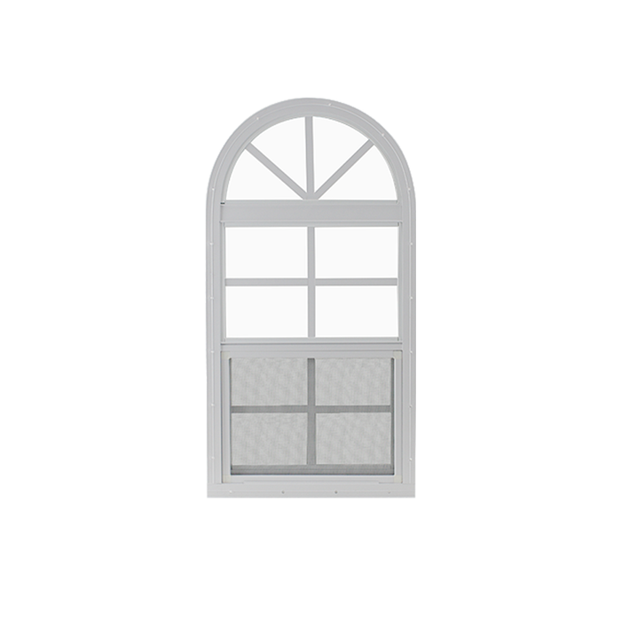 Vertical Slider 18" x 36" One Piece Arched Window with Tempered Glass White Flush