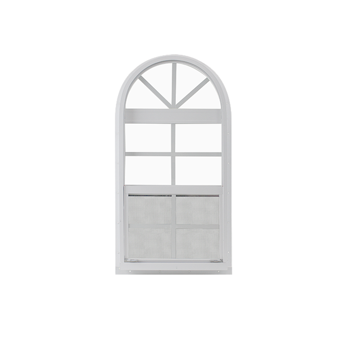 Vertical Slider 18" x 36" One Piece Arched Window with Tempered Glass White Flush Back