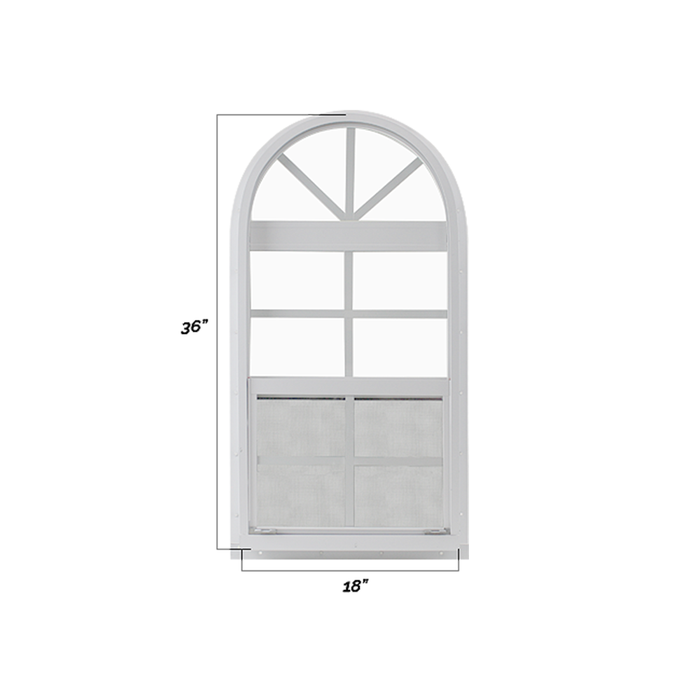 Vertical Slider 18" x 36" One Piece Arched Window with Tempered Glass Dimensions