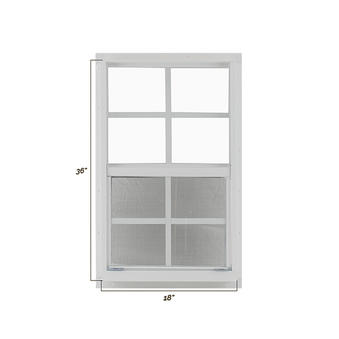 Vertical Slider 18" x 36" Shed Window with Tempered Glass Dimensions