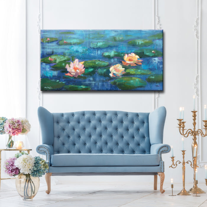 'Water Lillies in Color' Wrapped Canvas Wall Art