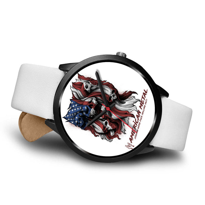 White Leather Black Leather Black Metal Mesh Black Link