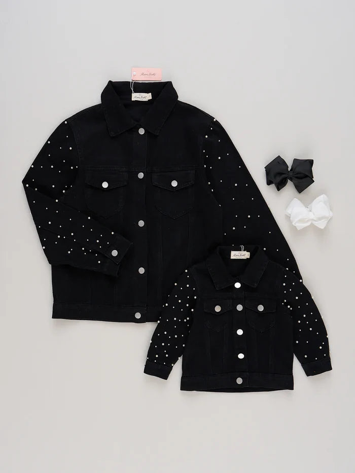 Women's Pearl Studded Black Jacket